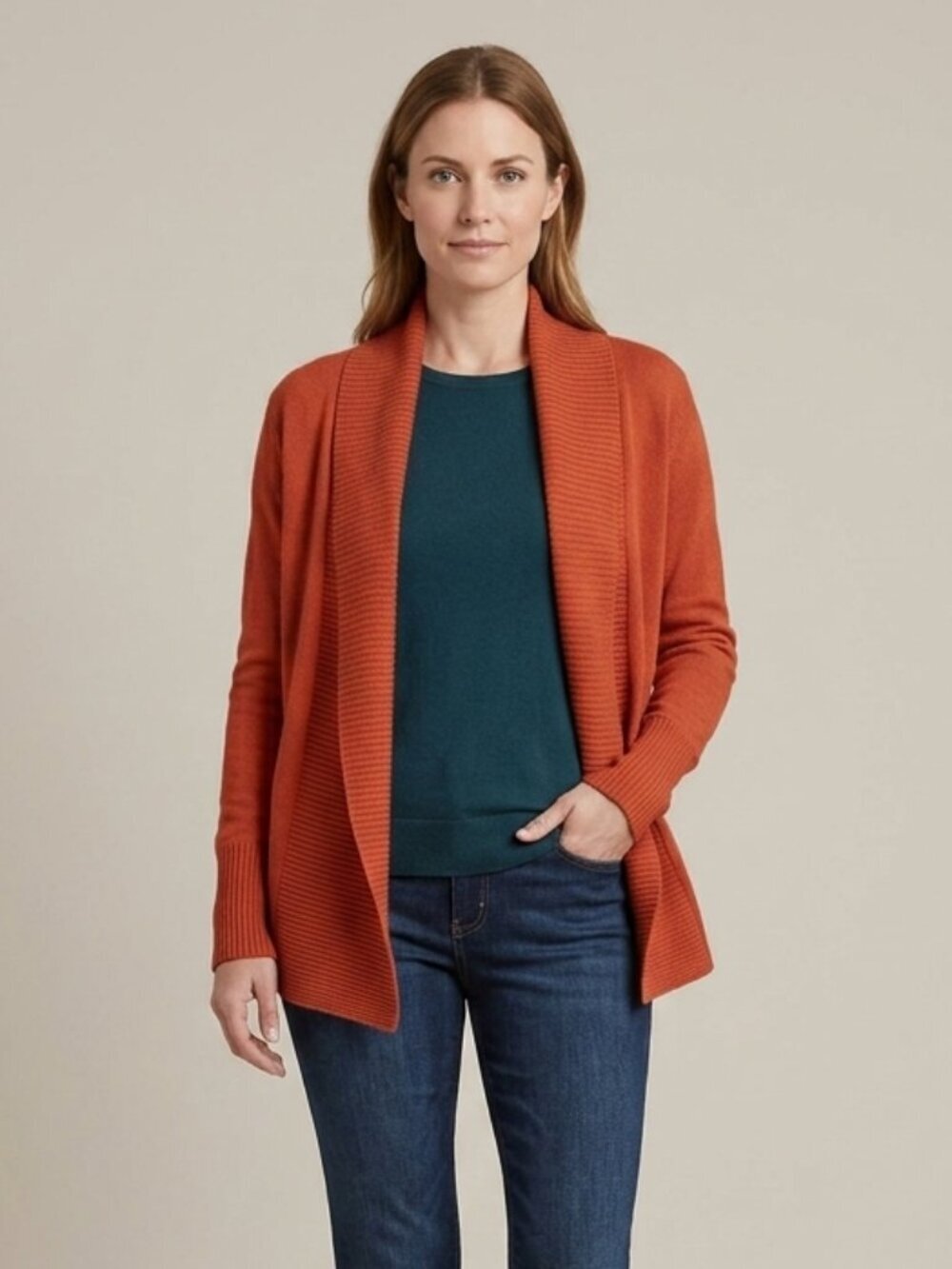 ⭐️ 5 for 20$! ⭐️ Van Heusen 100% Cotton Dark Orange Cardigan